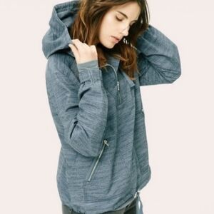 Lou and Grey Space Dye Anorak Hooded Pullover Jacket Small Pockets Granola